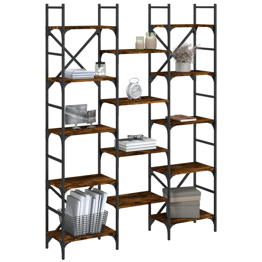Libreria Rovere Fumo 127,5x28,5x172,5 cm in Legno Multistrato 838870