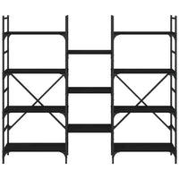 Libreria Nera 160x28,5x136,5 cm in Legno Multistrato 838873