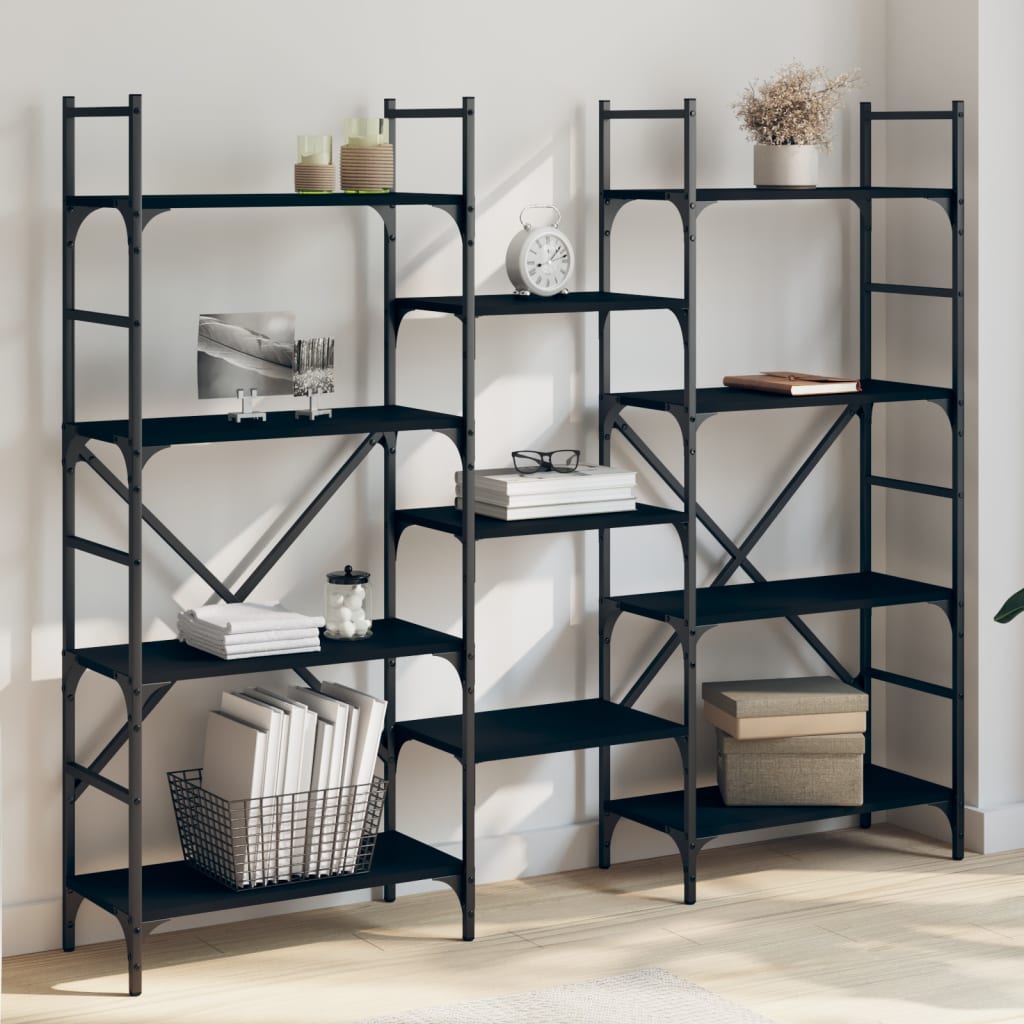 Libreria Nera 160x28,5x136,5 cm in Legno Multistrato 838873