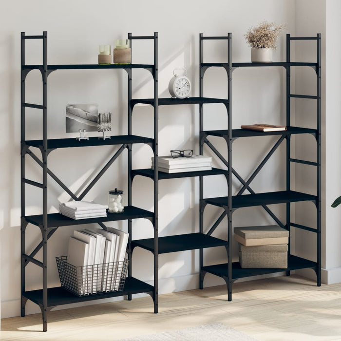 Libreria Nera 160x28,5x136,5 cm in Legno Multistrato 838873