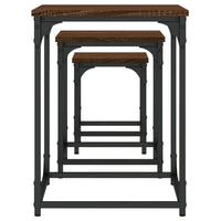 Tavolini Impilabili 3 pz Rovere Marrone in Legno Multistrato 838927