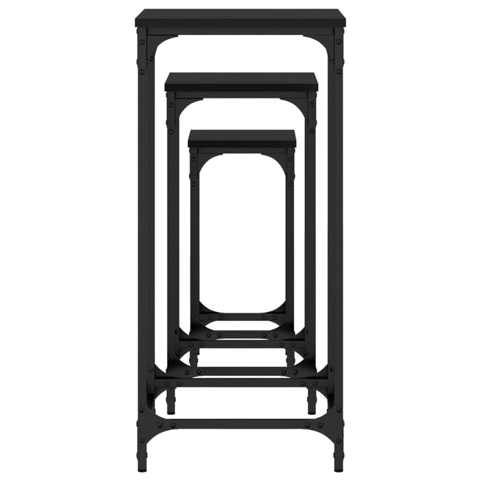 Tavolini Impilabili 3 pz Neri in Legno Multistrato 838938