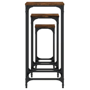 Tavolini Impilabili 3 pz Rovere Fumo in Legno Multistrato