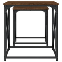 Tavolini Impilabili 2 pz Rovere Marrone in Legno Multistrato 838947