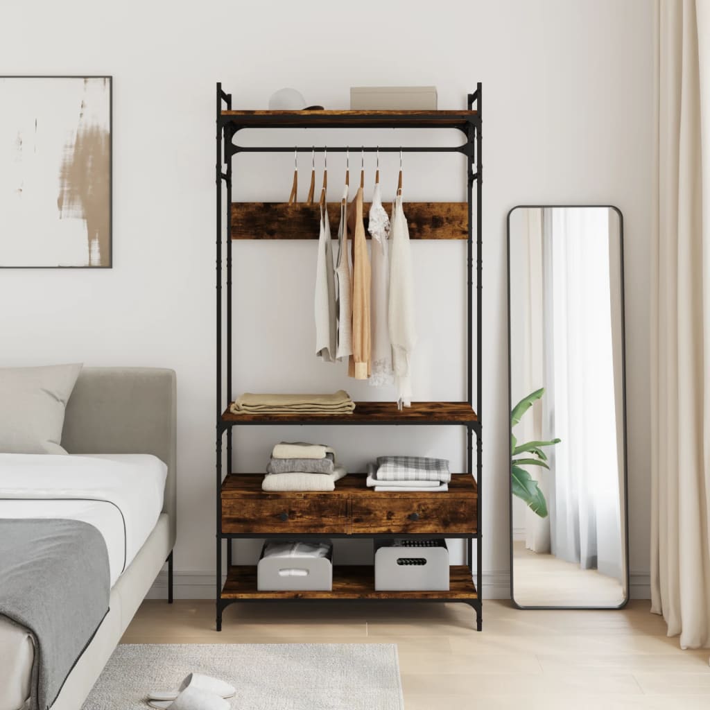 Armadio Cassetti Rovere Fumo 89x39x184,5 cm Legno Multistratocod mxl 133906