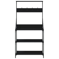 Scaffale da Cucina con Ganci 4 Ripiani Nero Legno Multistrato 838958