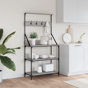 Scaffale Cucina Ganci 4 Ripiani Grigio Sonoma Legno Multistrato 838961