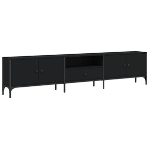 Mobile TV con cassetto-Credenza TV-Console TV Nero 200x25x44 cm in Legno Multistrato