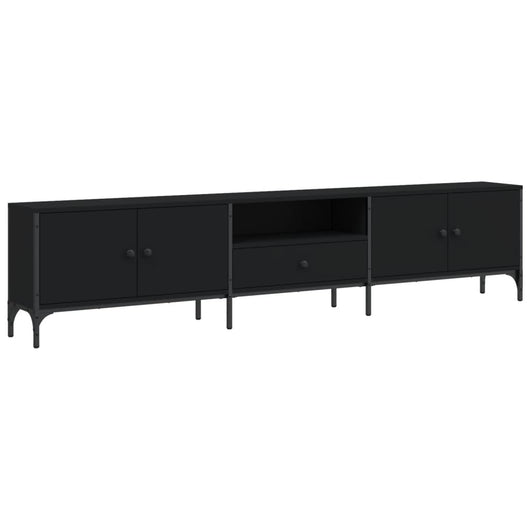 Mobile TV con cassetto-Credenza TV-Console TV Nero 200x25x44 cm in Legno Multistrato