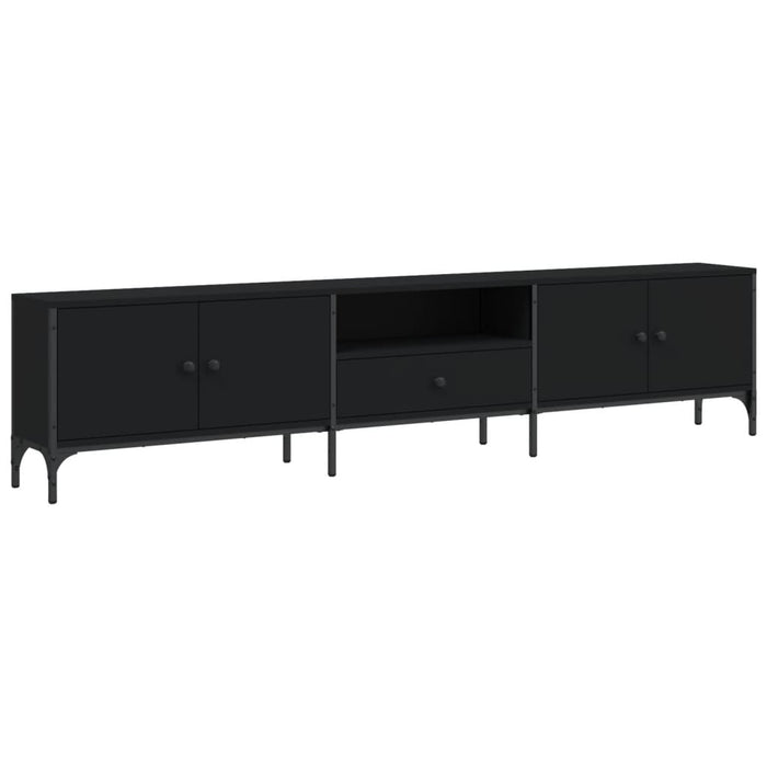 Mobile TV con cassetto-Credenza TV-Console TV Nero 200x25x44 cm in Legno Multistrato