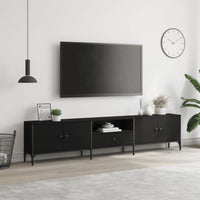 Mobile TV con cassetto-Credenza TV-Console TV Nero 200x25x44 cm in Legno Multistrato