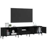 Mobile TV con Cassetto Nero 200x25x44 cm in Legno Multistrato 838988