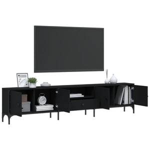 Mobile TV con Cassetto Nero 200x25x44 cm in Legno Multistrato 838988