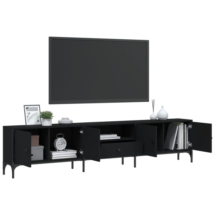 Mobile TV con Cassetto Nero 200x25x44 cm in Legno Multistrato 838988