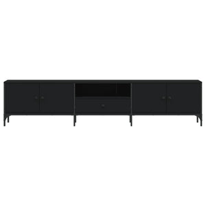 Mobile TV con cassetto-Credenza TV-Console TV Nero 200x25x44 cm in Legno Multistrato