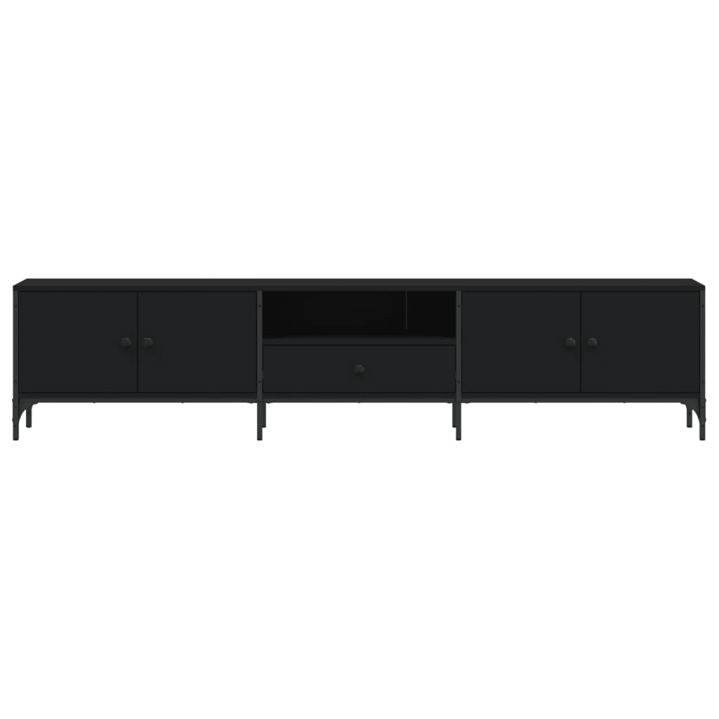 Mobile TV con Cassetto Nero 200x25x44 cm in Legno Multistrato 838988
