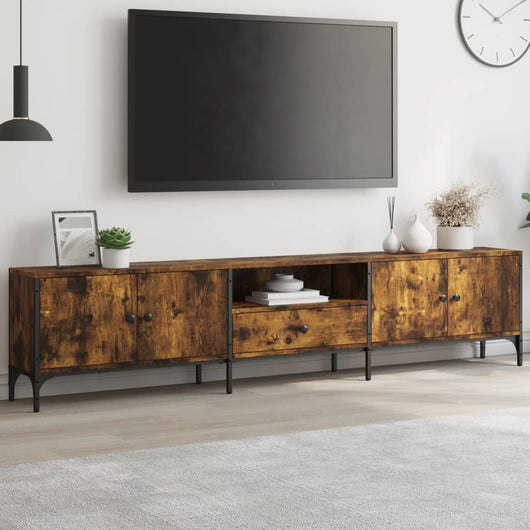 Mobile TV Cassetto-Credenza TV-Console TV Rovere Fumo 200x25x44 cm Legno Multistrato