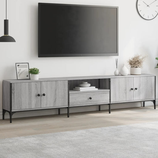 Mobile TV Cassetto-Credenza TV-Console TV Grigio Sonoma 200x25x44 cm Legno Multistrato
