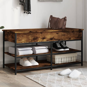 Panca Porta Scarpe Rovere Fumo 100x42,5x50 cm Legno Multistrato 839035
