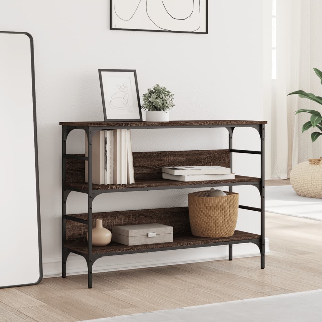 Tavolino Consolle-Tavolino da soggiorno-Tavolo Rovere Marrone 100x32x75 cm Legno Multistrato 103141