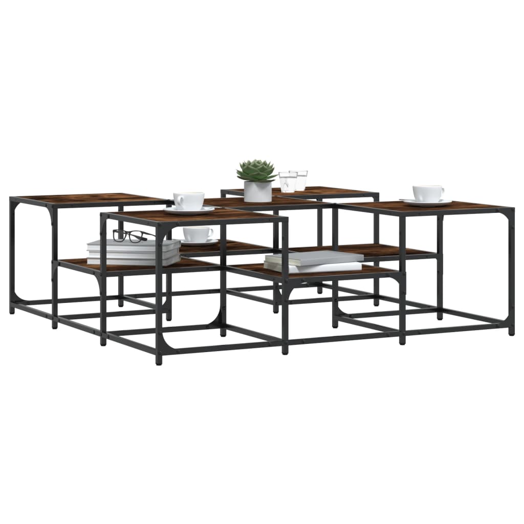 Tavolino Salotto Rovere Fumo 121x121x40 cm Legno Multistrato 839070