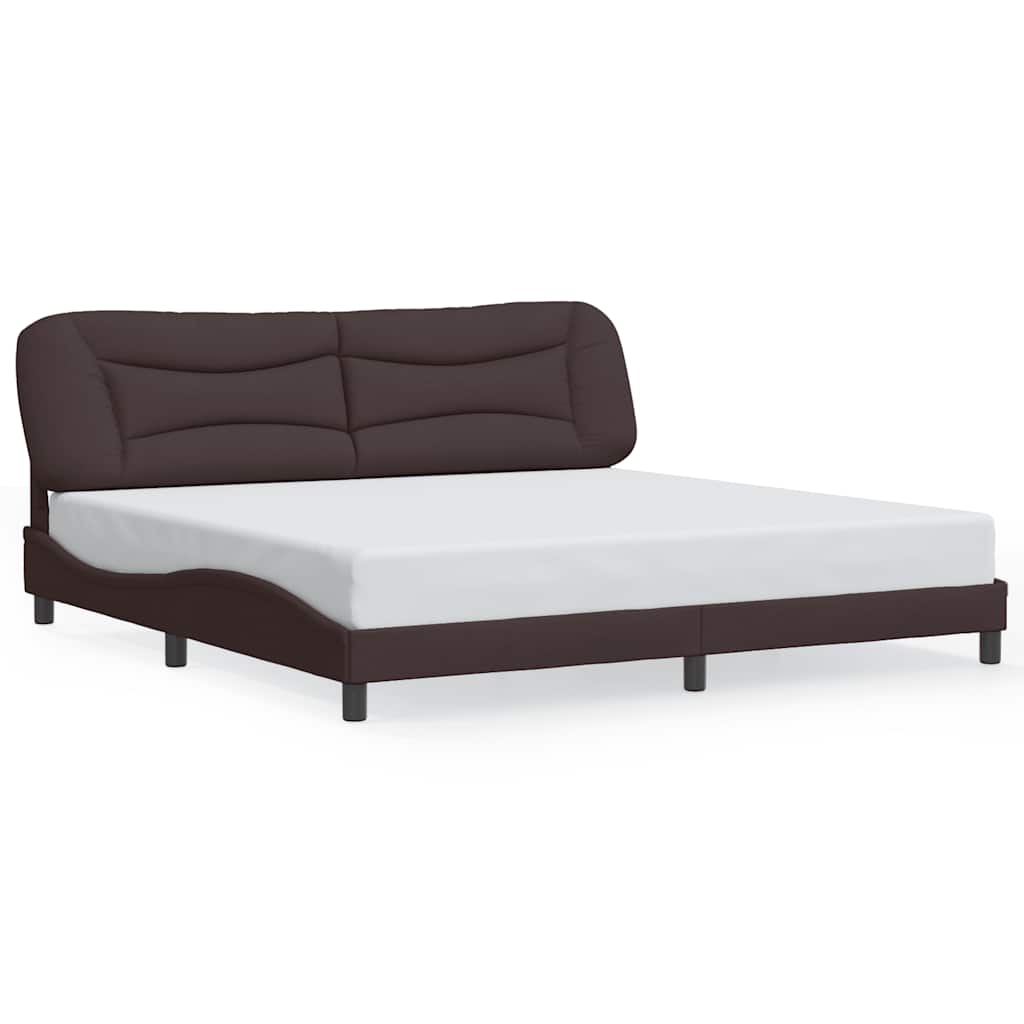 Giroletto senza Materasso-Struttura Letto Hvar Marrone Scuro 200x200 cm in Tessuto