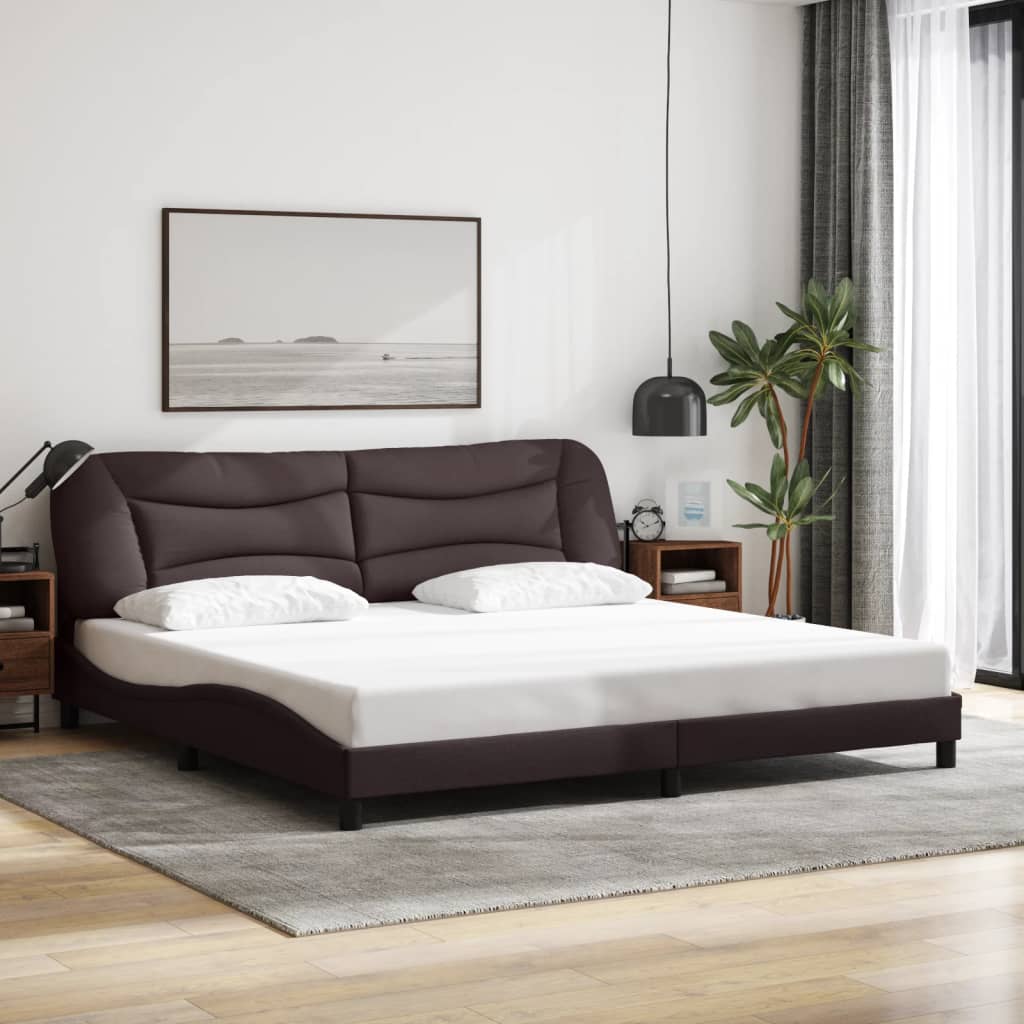 Giroletto senza Materasso-Struttura Letto Hvar Marrone Scuro 200x200 cm in Tessuto