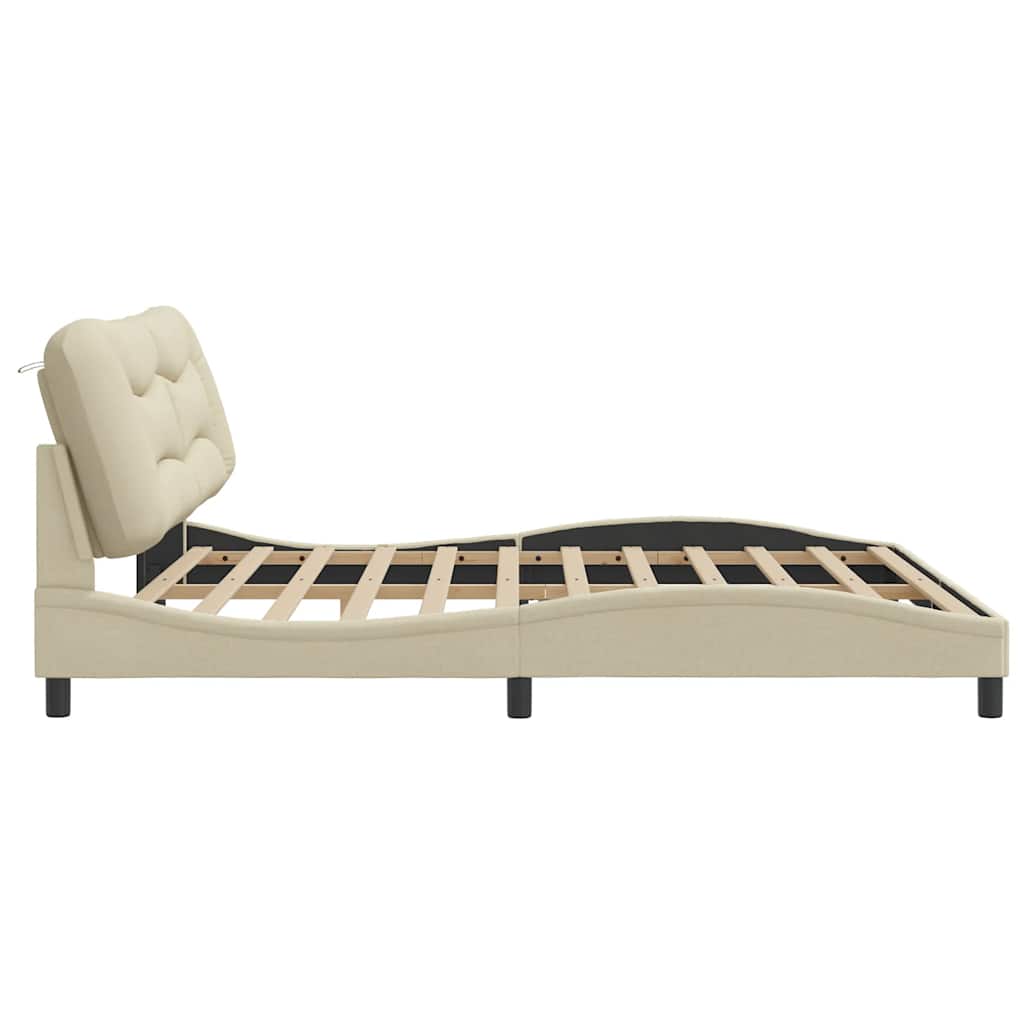Giroletto senza Materasso-Struttura Letto Hvar Crema 200x200 cm in Tessuto