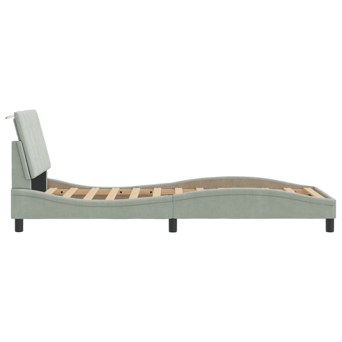 Giroletto senza Materasso Hanko Grigio Chiaro 80x200 cm Velluto 3207813