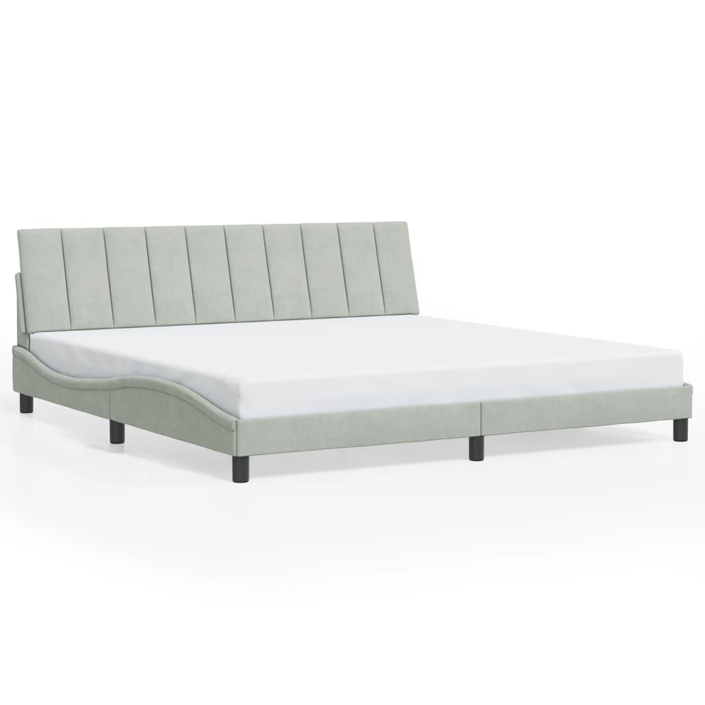 Giroletto senza Materasso-Struttura Letto Hanko Grigio Chiaro 200x200 cm Velluto