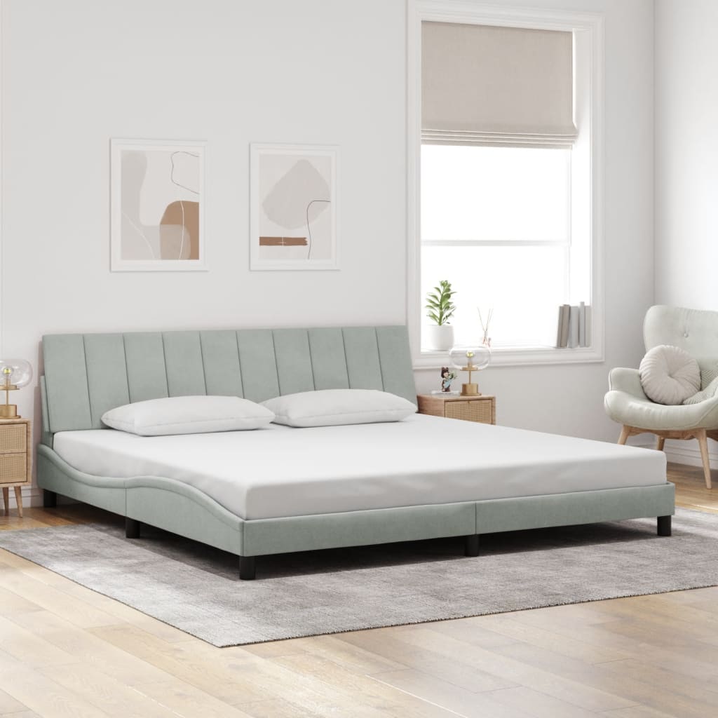 Giroletto senza Materasso-Struttura Letto Hanko Grigio Chiaro 200x200 cm Velluto