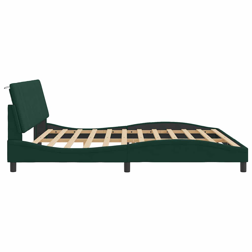 Giroletto senza Materasso-Struttura Letto Hanko Verde Scuro 200x200 cm in Velluto