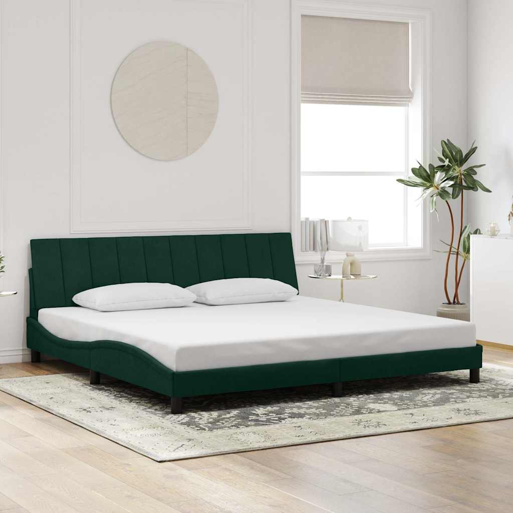 Giroletto senza Materasso-Struttura Letto Hanko Verde Scuro 200x200 cm in Velluto