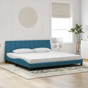 Giroletto senza Materasso-Struttura Letto Hanko Blu 200x200 cm in Velluto