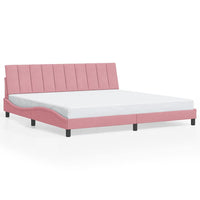 Giroletto senza Materasso-Struttura Letto Hanko Rosa 200x200 cm in Velluto