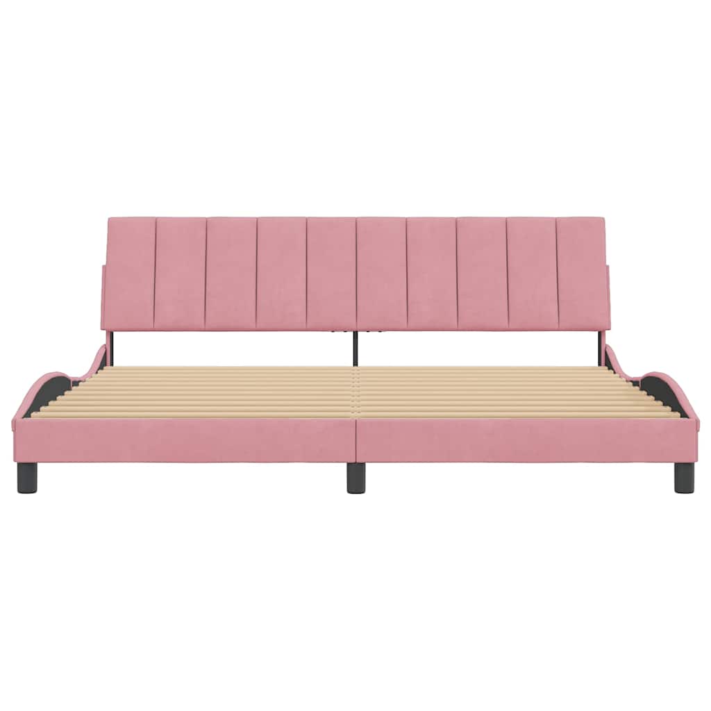 Giroletto senza Materasso-Struttura Letto Hanko Rosa 200x200 cm in Velluto