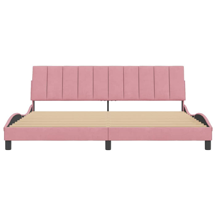 Giroletto senza Materasso-Struttura Letto Hanko Rosa 200x200 cm in Velluto