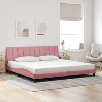 Giroletto senza Materasso-Struttura Letto Hanko Rosa 200x200 cm in Velluto