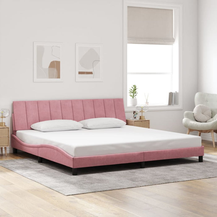 Giroletto senza Materasso-Struttura Letto Hanko Rosa 200x200 cm in Velluto