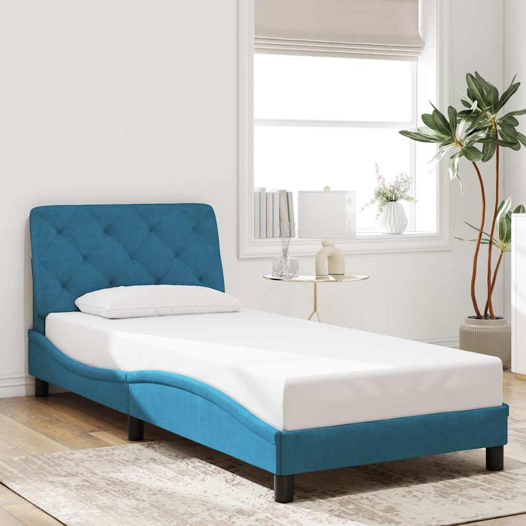 Giroletto senza Materasso-Struttura Letto Blu 80x200 cm in Velluto
