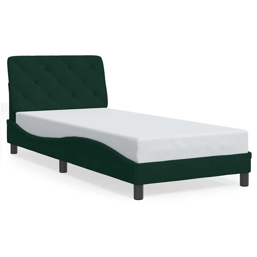 Giroletto senza Materasso-Struttura Letto Verde Scuro 90x190 cm in Velluto 574554