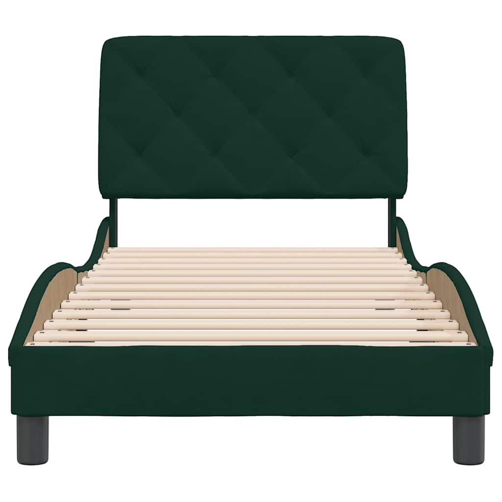 Giroletto senza Materasso-Struttura Letto Verde Scuro 90x190 cm in Velluto 574554