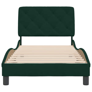 Giroletto senza Materasso-Struttura Letto Verde Scuro 90x190 cm in Velluto 574554