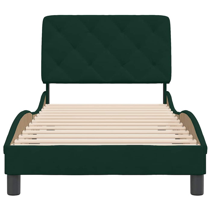Giroletto senza Materasso-Struttura Letto Verde Scuro 90x190 cm in Velluto 574554