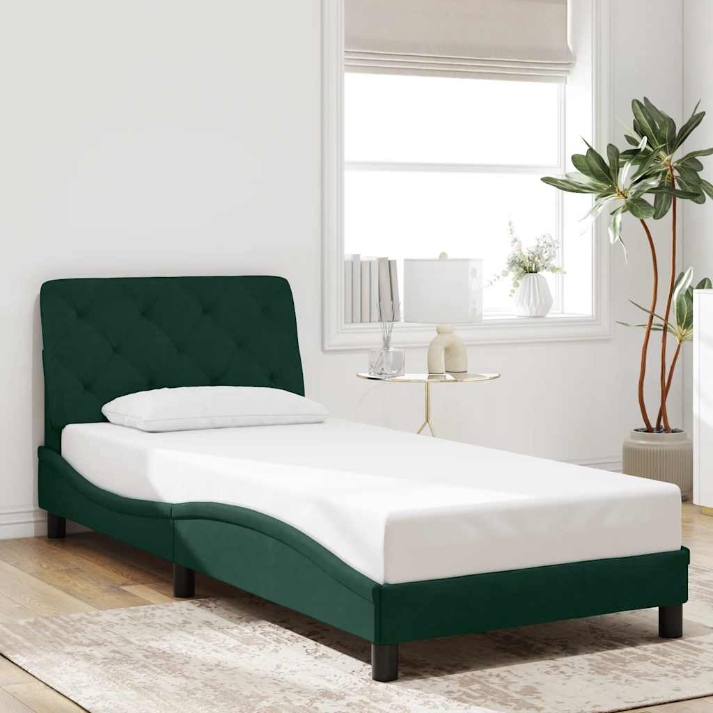 Giroletto senza Materasso-Struttura Letto Verde Scuro 90x190 cm in Velluto 574554