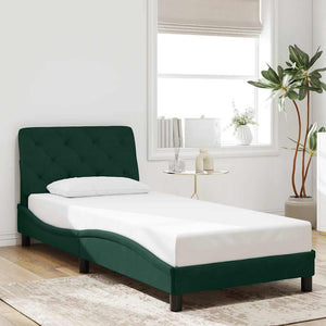 Giroletto senza Materasso-Struttura Letto Verde Scuro 90x190 cm in Velluto 574554