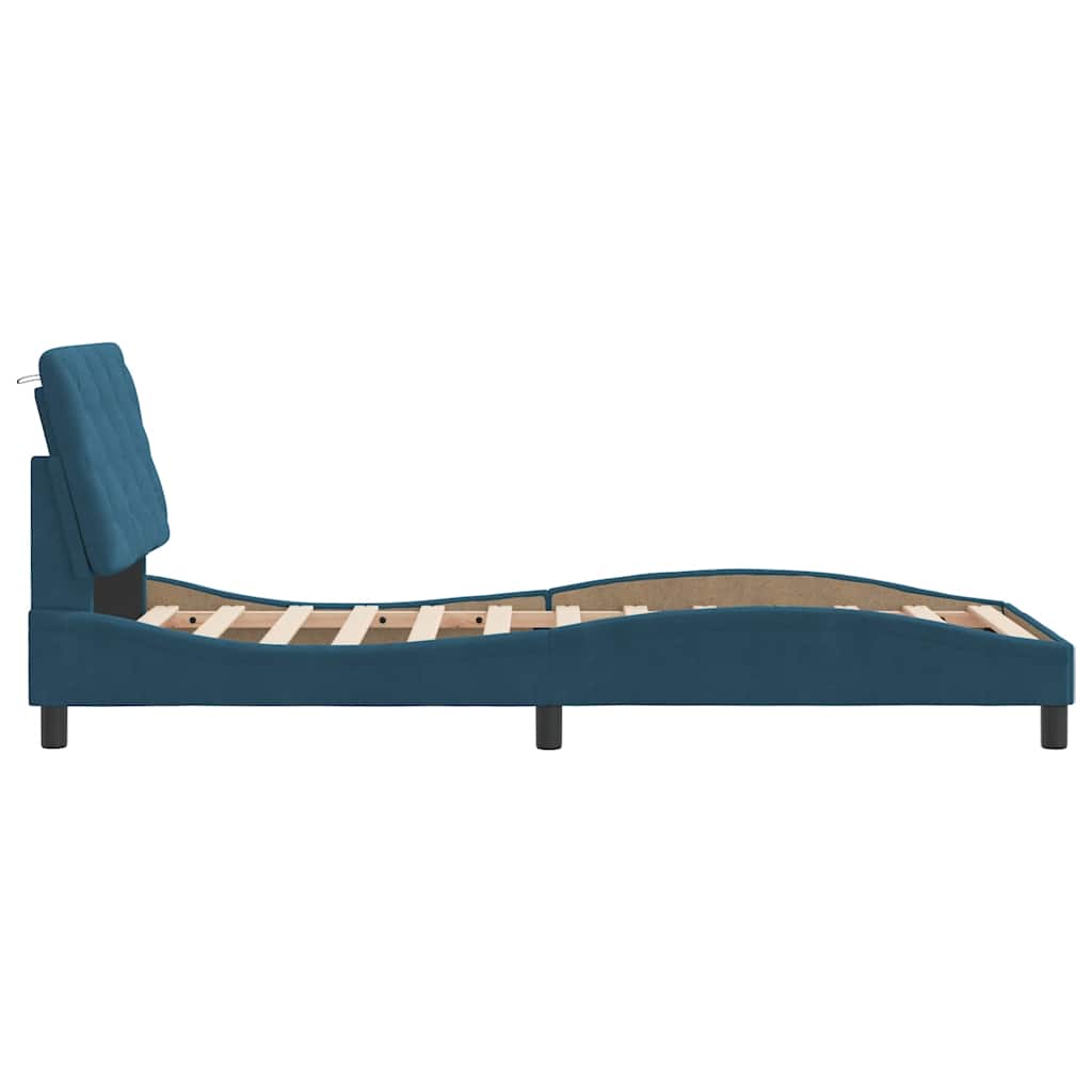 Giroletto senza Materasso-Struttura Letto Blu 90x190 cm in Velluto