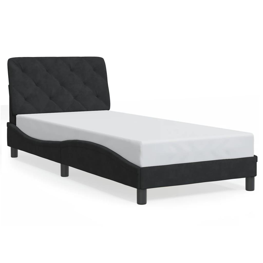 Giroletto senza Materasso-Struttura Letto Nero 90x200 cm in Velluto