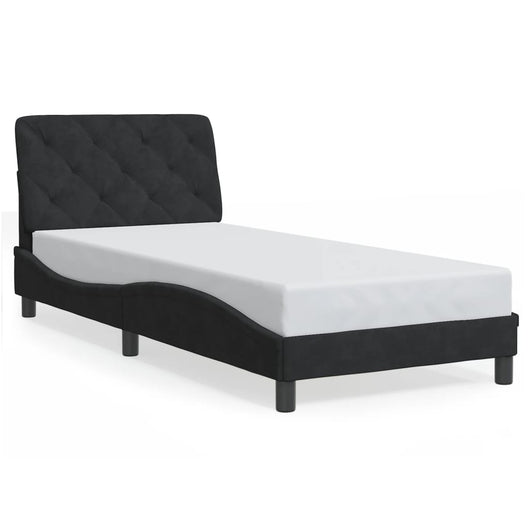 Giroletto senza Materasso-Struttura Letto Nero 90x200 cm in Velluto