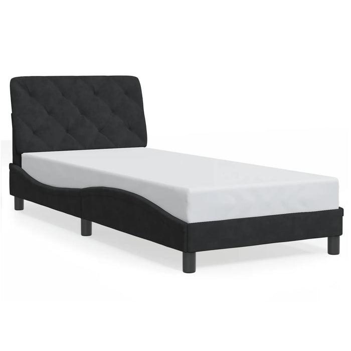 Giroletto senza Materasso-Struttura Letto Nero 90x200 cm in Velluto